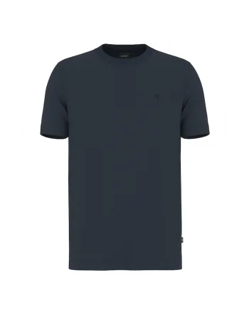 Tricou din bumbac organic cu decolteu la baza gatului, Albastru inchis