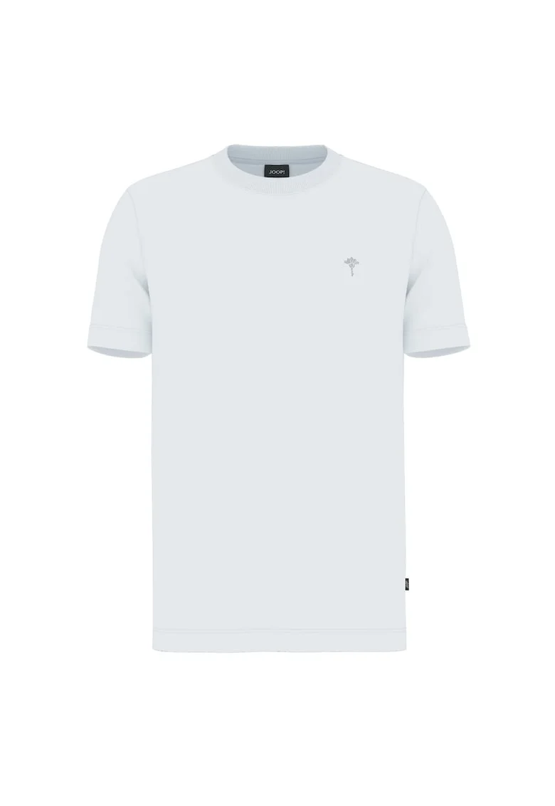 Tricou din bumbac organic cu decolteu la baza gatului, Alb