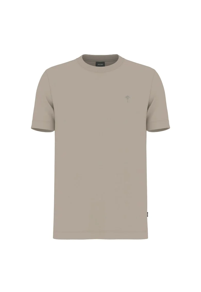 Tricou din bumbac organic cu decolteu la baza gatului, Bej