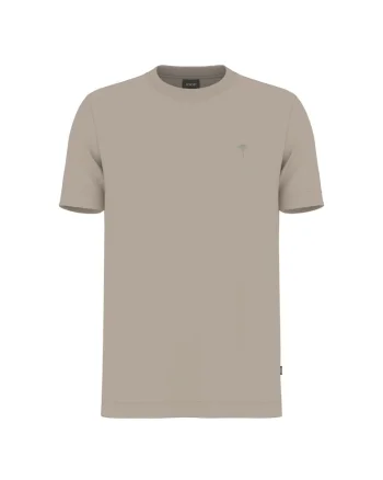Tricou din bumbac organic cu decolteu la baza gatului, Bej