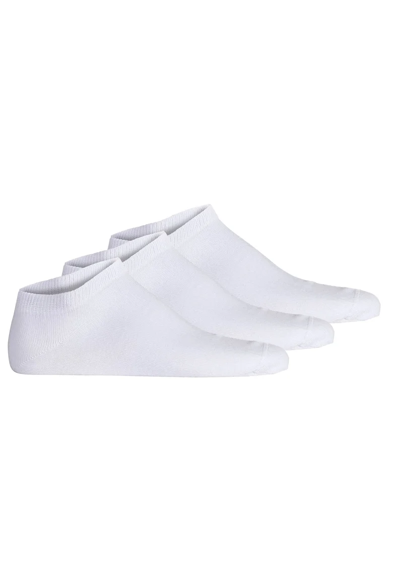 Set de sosete unisex pana la glezna cu model uni - 3 perechi, Alb