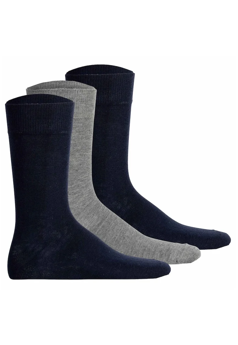 Set de sosrte unisex din amestec de bumbac - 3 perechi, Gri/Albastru inchis