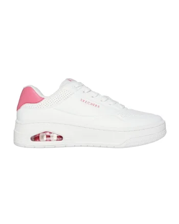 Pantofi sport din piele ecologica Uno Court, Alb optic/Roz