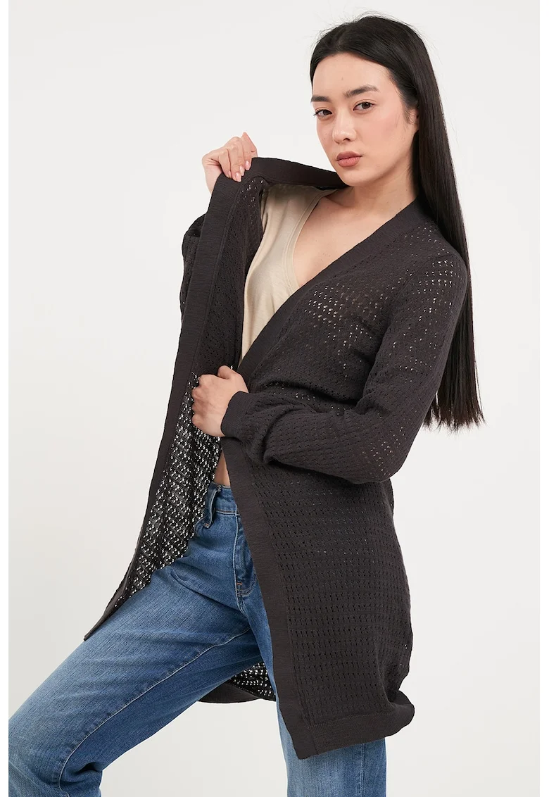 Cardigan lung fara inchidere, Gri inchis