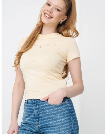 Tricou cu decolteu la baza gatului si imprimeu logo