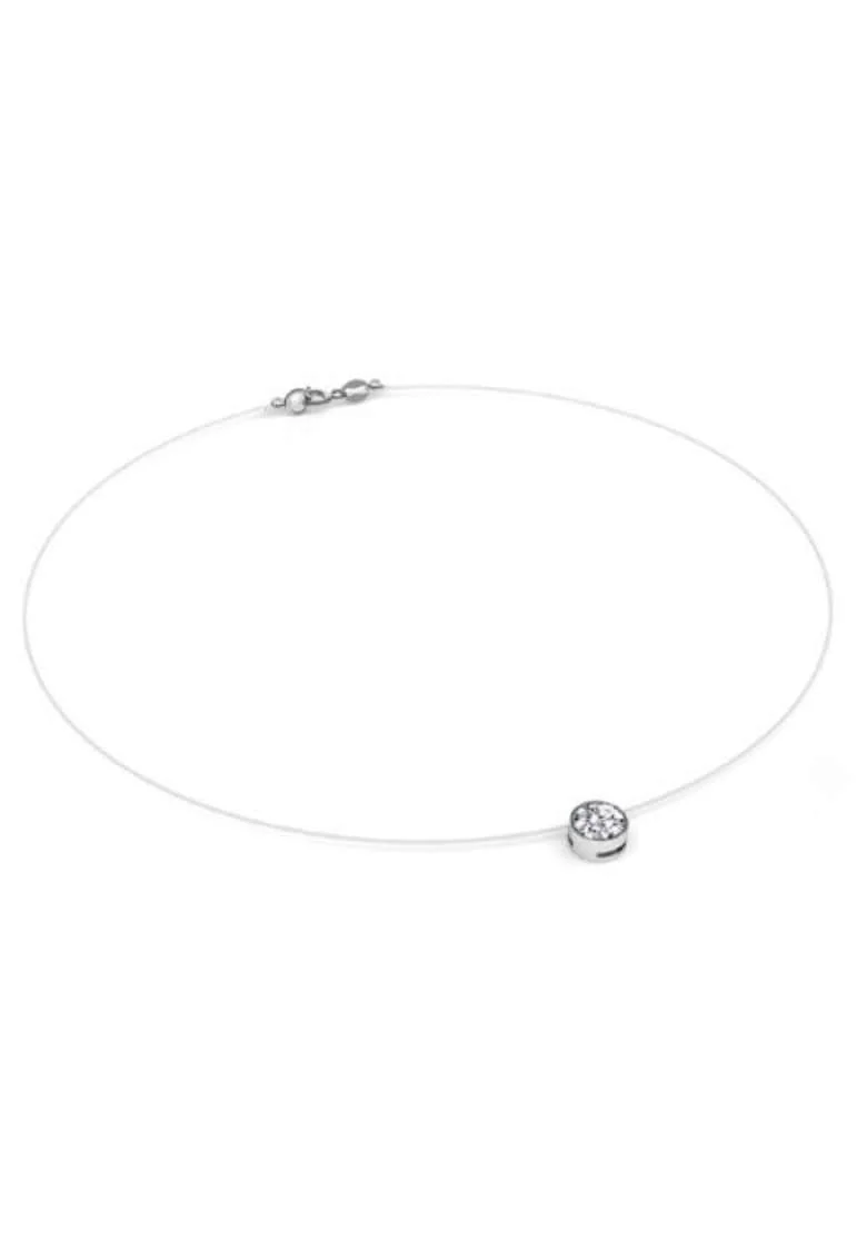 Colier fir transparent cu Cristal Swarovski in Caseta din Argint 925, reglabil, Transparent