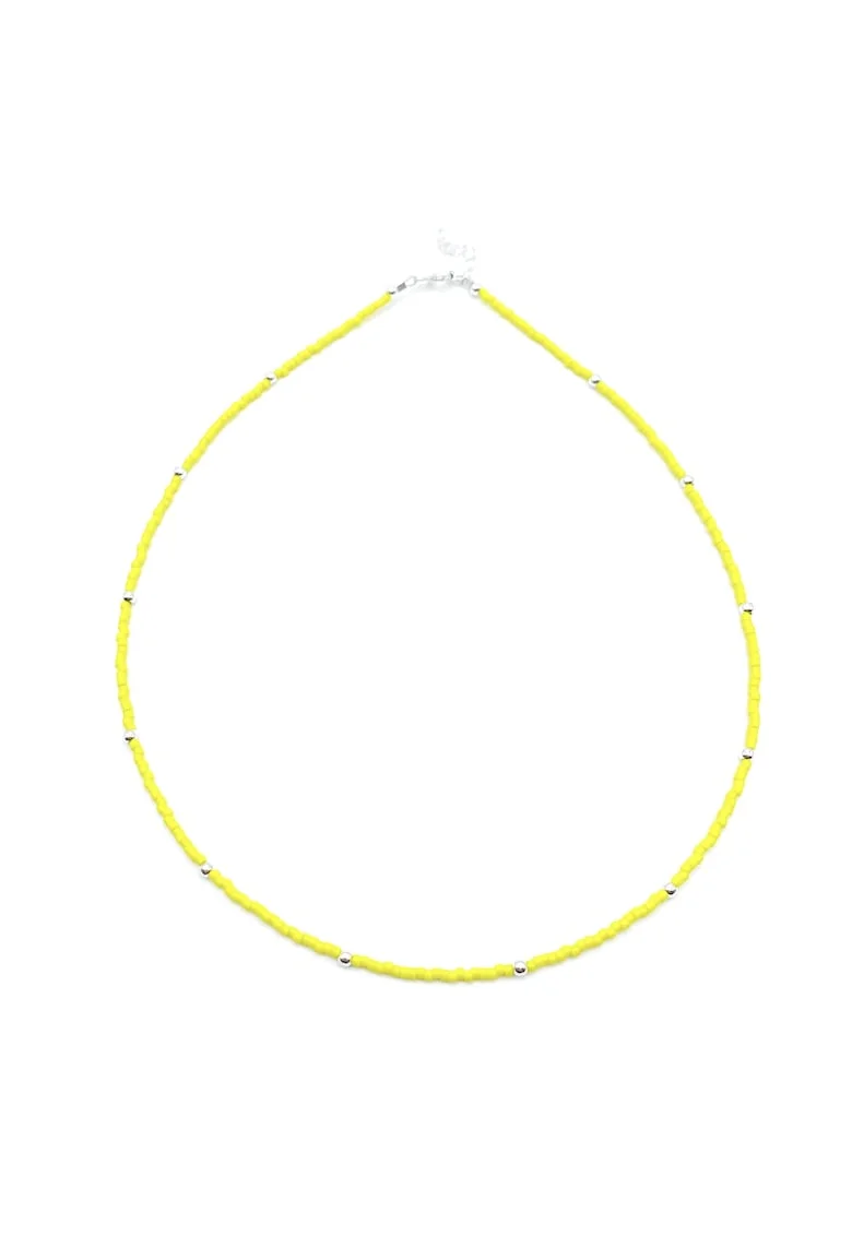 Colier cu bile din Argint 925 si margele Miyuki colorate, reglabil, Galben