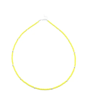 Colier cu bile din Argint 925 si margele Miyuki colorate, reglabil, Galben
