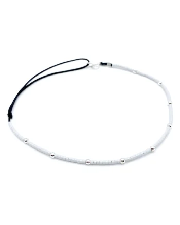 Bratara pentru Picior cu bilute din Argint 925 si margele Miyuki colorate, reglabila 23-30 CM, Alb