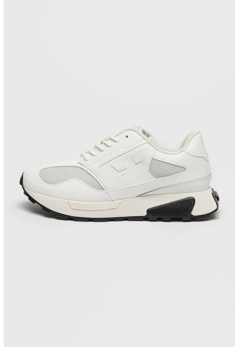Pantofi sport cu insertii din piele intoarsa S-Tame, Negru stins/Alb murdar