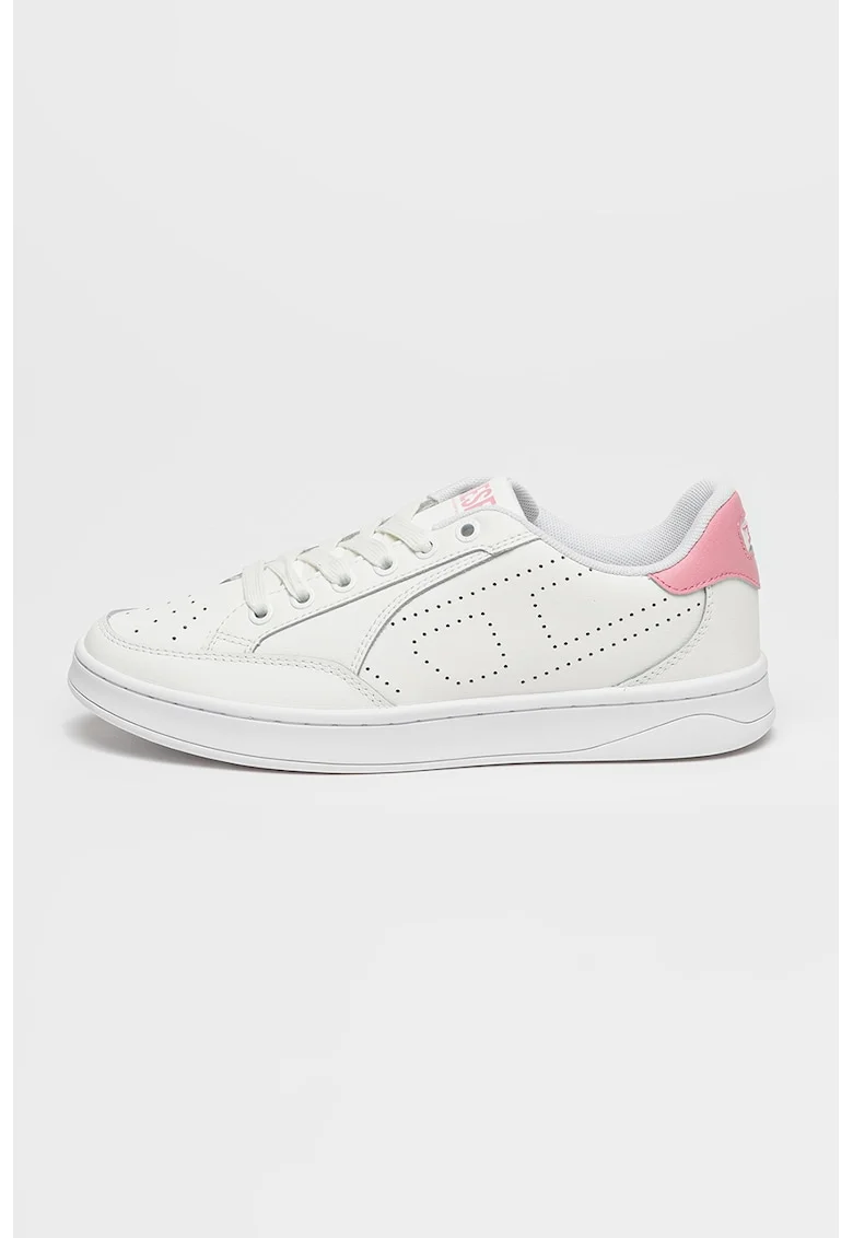 Pantofi sport din piele cu perforatii Dakota, Roz pastel/Alb murdar