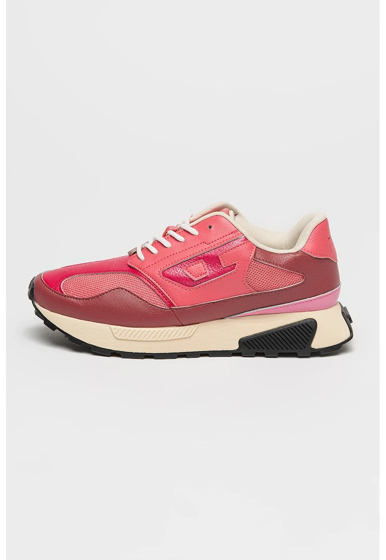 Pantofi sport cu insertii din piele intoarsa S-Tame, Roz zmeuriu/Roz pastel/Alb murdar