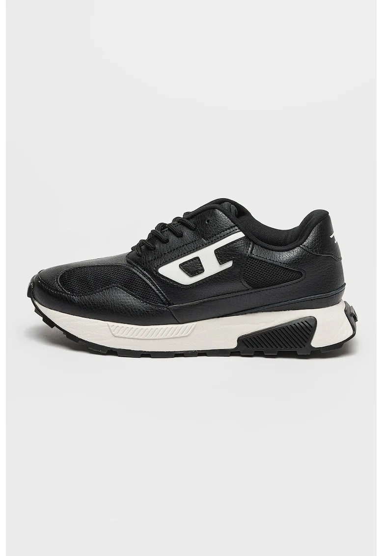 Pantofi sport cu insertii din piele intoarsa S-Tame, Negru/Alb murdar