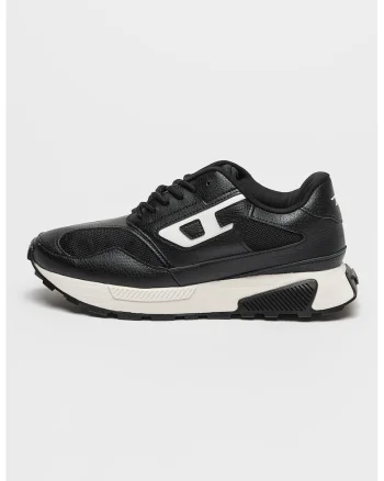 Pantofi sport cu insertii din piele intoarsa S-Tame, Negru/Alb murdar