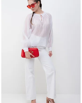 Bluza din amestec de lyocell, Alb