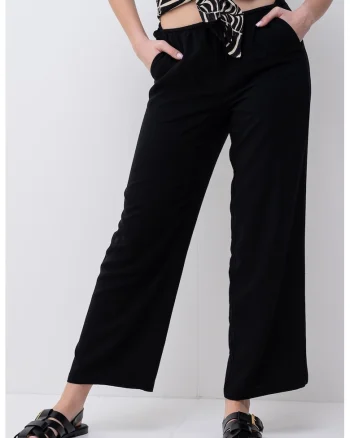 Pantaloni crop ampli Easy Joy, Negru