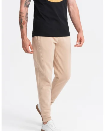 Pantaloni de trening din bumbac cu buzunare laterale, Bej