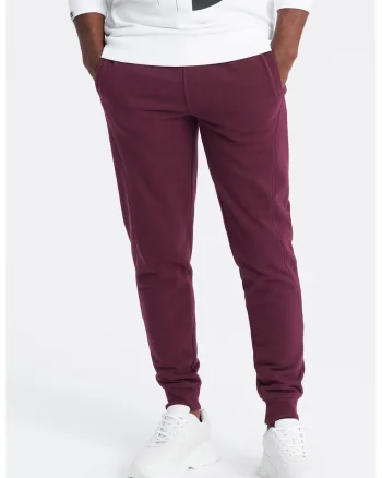 Pantaloni de trening din bumbac cu buzunare laterale, Visiniu