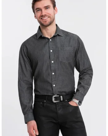 Camasa slim fit din bumbac, Negru stins