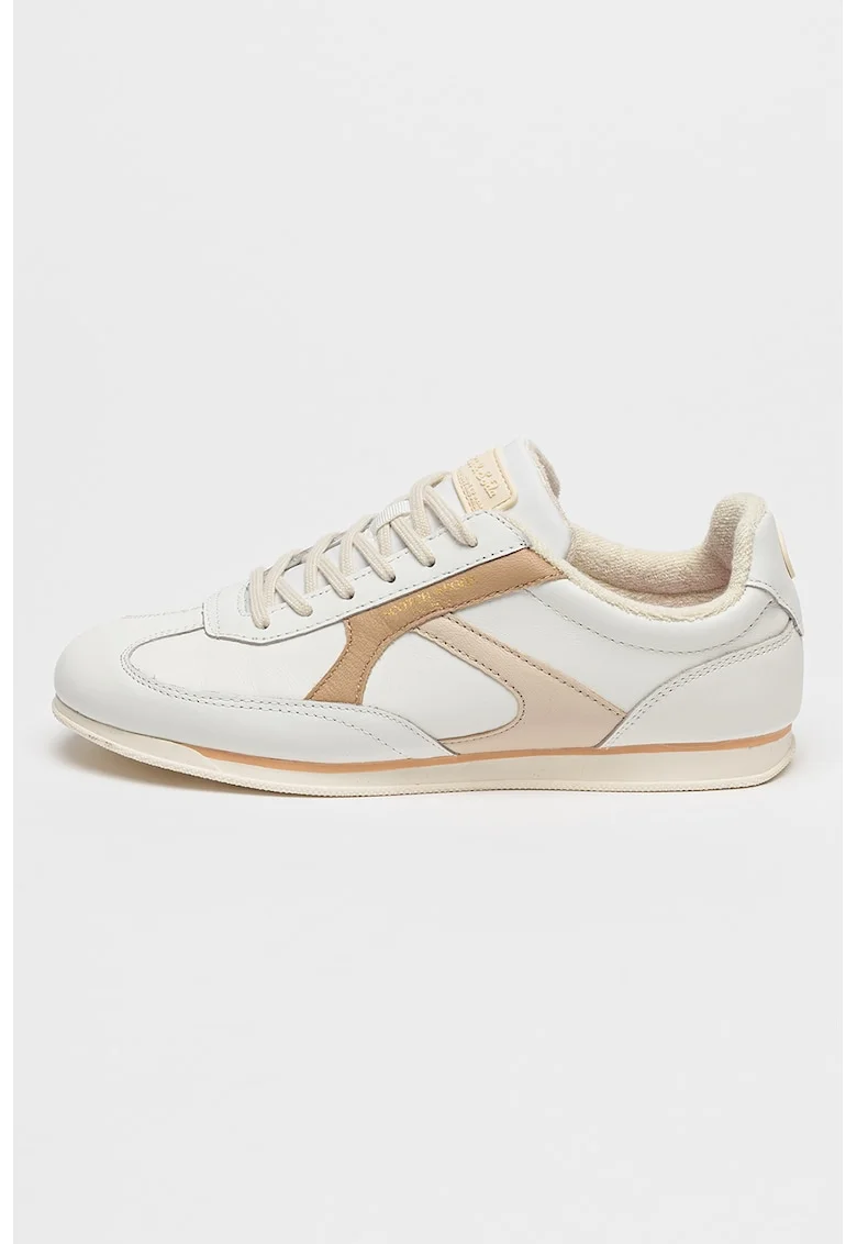 Pantofi sport de piele cu detalii colorblock, Alb/Bej