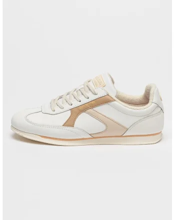 Pantofi sport de piele cu detalii colorblock, Alb/Bej