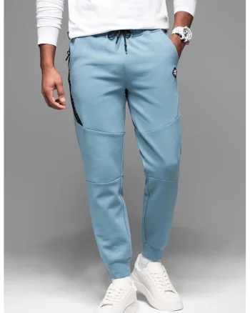 Pantaloni jogger cu buzunare oblice, Albastru deschis