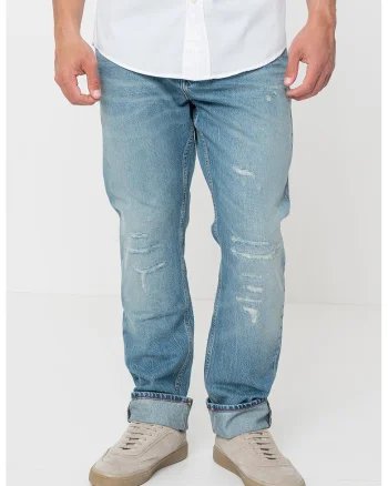 Blugi relaxed fit, Albastru prafuit