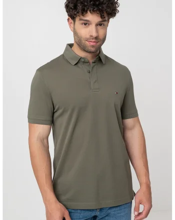 Tricou polo de bumbac pique, Kaki inchis