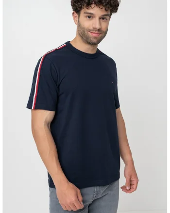 Tricou de bumbac cu decolteu la baza gatului, Rosu/Albastru ultramarin/Alb murdar