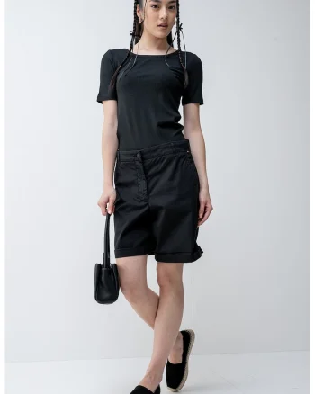 Tricou slim fit striat, Negru