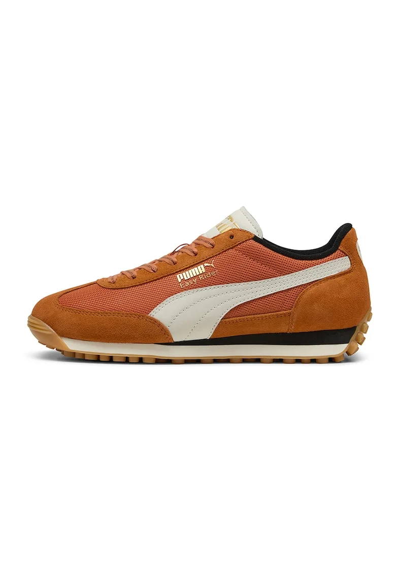 Pantofi sport unisex cu insertii din piele Easy Rider, Alb/Portocaliu mandarina