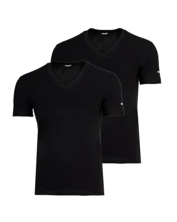 Set de tricouri cu decolteu in V - 2 piese, Negru