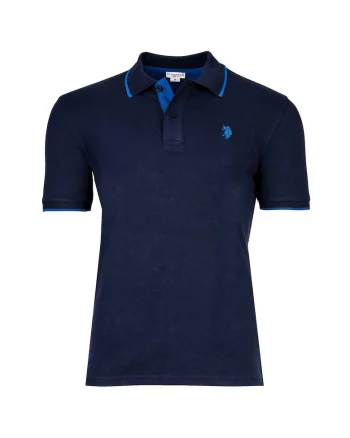 Tricou polo din amestec de bumbac, Bleumarin