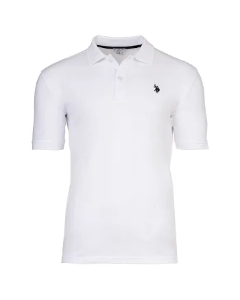 Tricou polo cu broderie logo, Alb