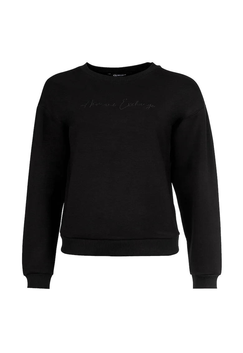Bluza de trening cu decolteu la baza gatului si broderie logo, Negru