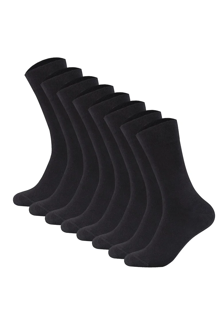 Set de sosete lungi unisex din amestec de bumbac - 8 perechi, Negru