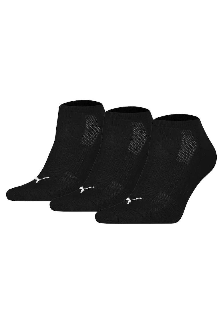 Set de sosete unisex pana la glezna cu detaliu logo - 3 perechi, Negru