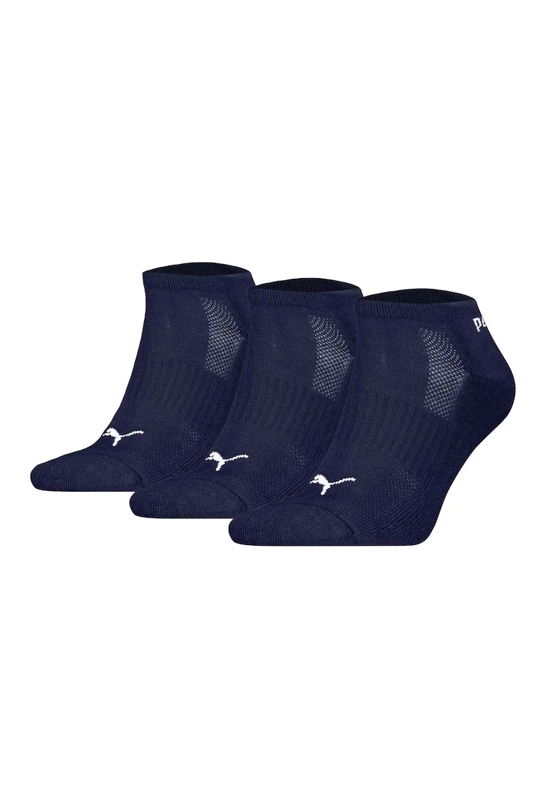 Set de sosete unisex pana la glezna cu detaliu logo - 3 perechi, Albastru