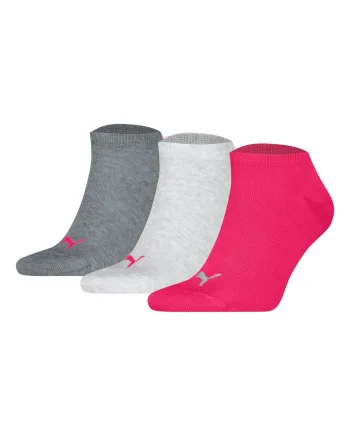 Set de sosete unisex pana la glezna cu imprimeu logo - 3 perechi, Gri/Roz