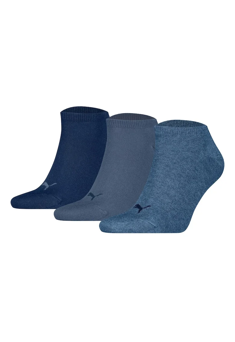 Set de sosete unisex pana la glezna cu imprimeu logo - 3 perechi, Albastru