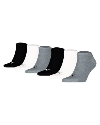 Set de sosete unisex pana la glezna - 6 perechi, Alb/Negru/Gri