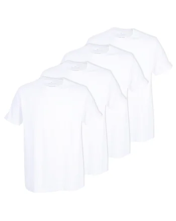 Set de tricouri cu decolteu rotund - 4 piese, Alb