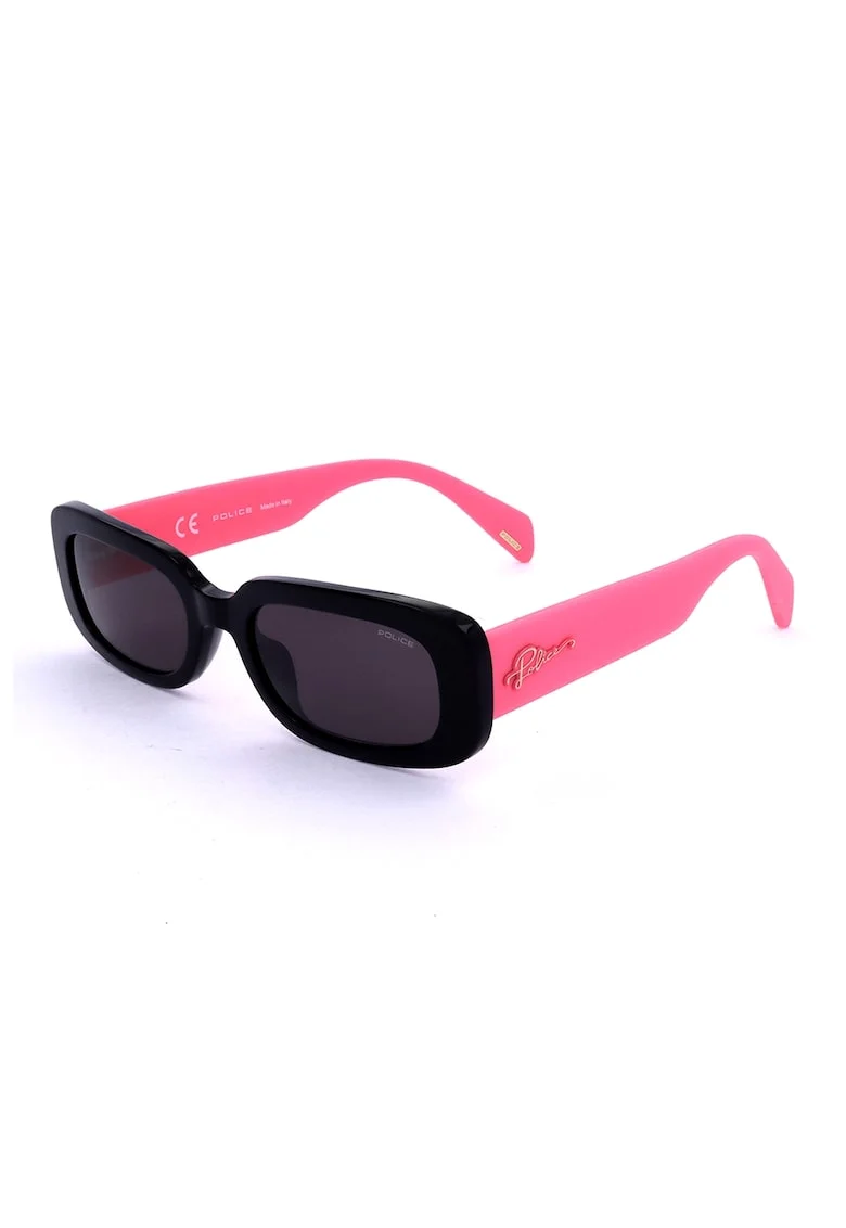 Ochelari de soare dreptunghiulari cu lentile uni, Roz pastel