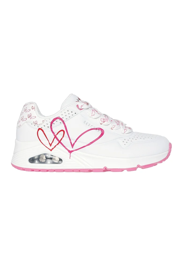 Pantofi sport din piele ecologica cu talpa wedge Twin Hearts, Alb/Fucsia