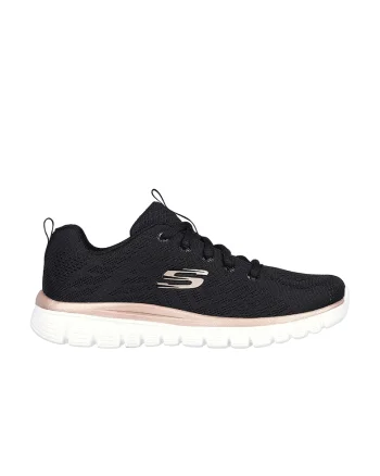 Pantofi sport din plasa tricotata Graceful Get Connected, Negru/Roz
