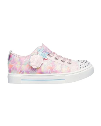 Pantofi sport de piele ecologica cu model grafic, Roz deschis