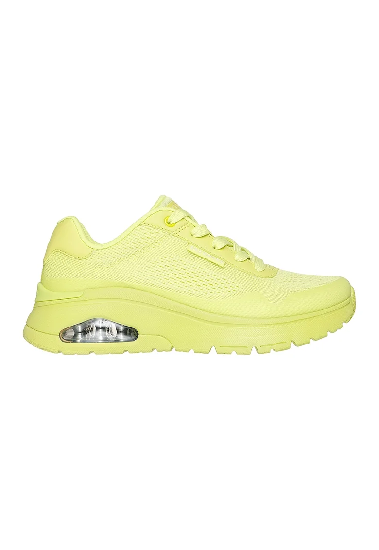 Pantofi sport din material textil cu talpa wedge si insertii din piele ecologica Uno Flex, Verde lime
