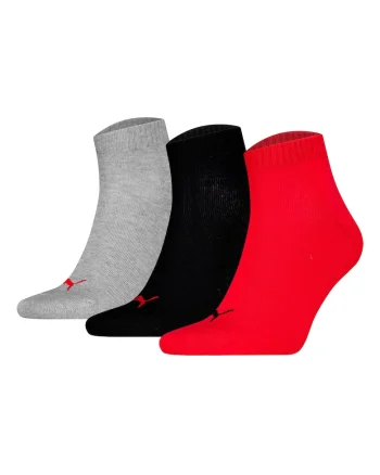Set de sosete scurte unisex - 3 perechi, Rosu/Negru/Gri