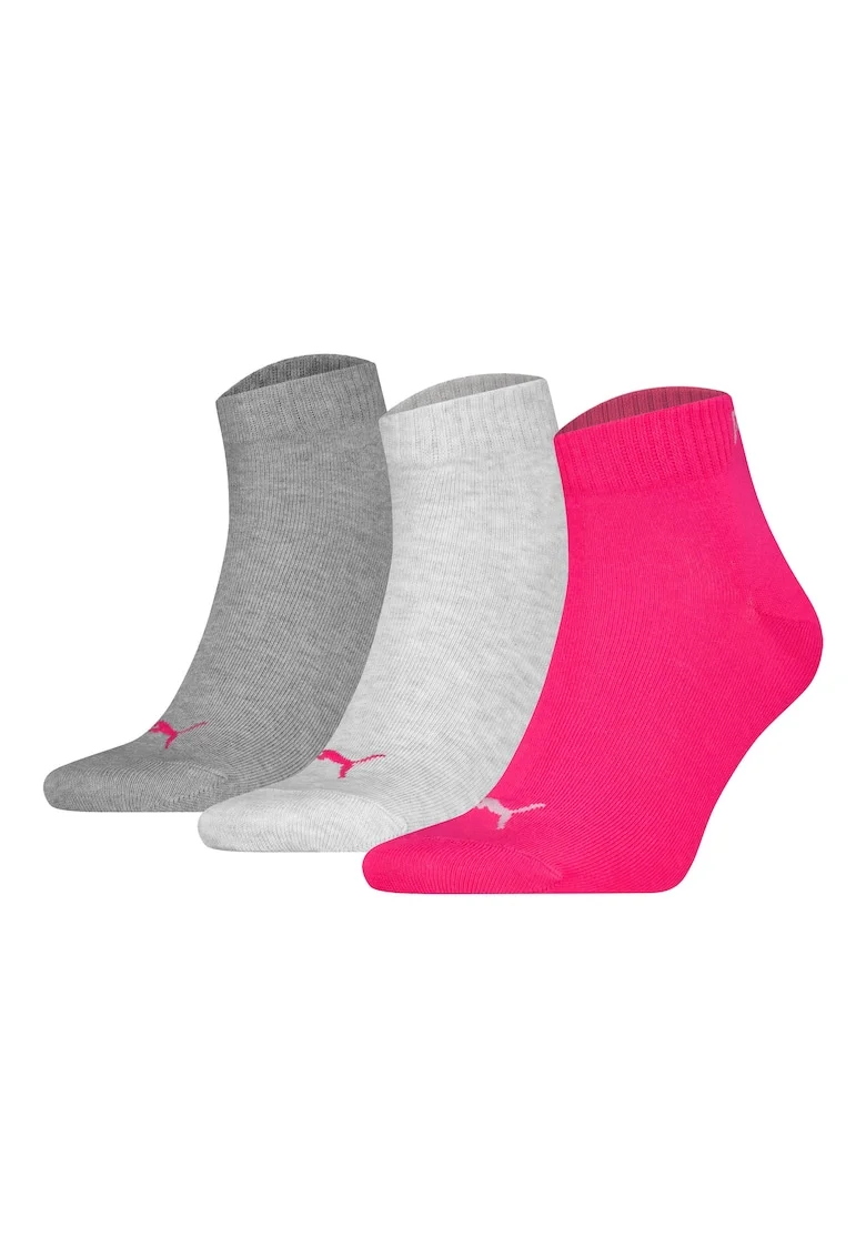 Set de sosete scurte unisex - 3 perechi, Gri/Roz