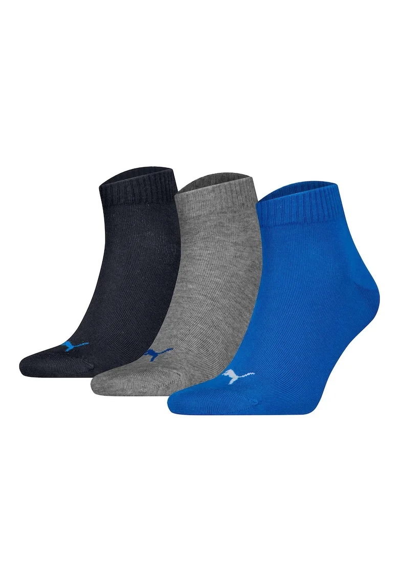 Set de sosete scurte unisex - 3 perechi, Gri/Albastru